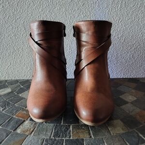 Women's Blowfish Brown Ankle Boots with Wrap Detail